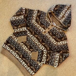 Cozy Brown Patterned Hooded Sweater